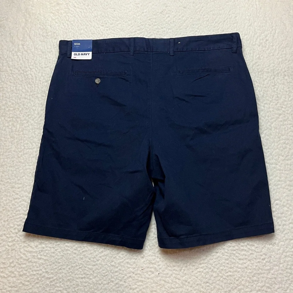 Old‎ Navy Shorts Mens 40 Navy Blue 9 In Rotation Slim Fit Chino Stretch Cotton